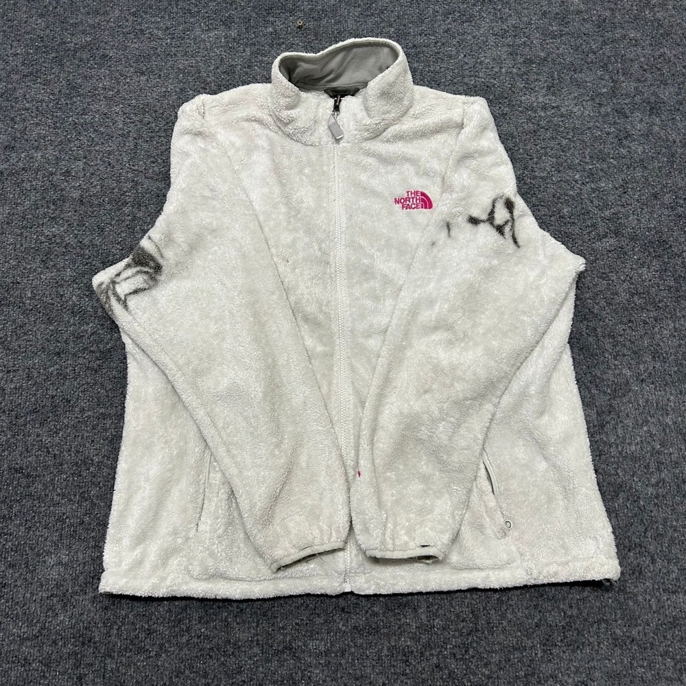 The North Face Fleece Jacket Womens XXL White Osito Pink Ribbon Stained Fair
